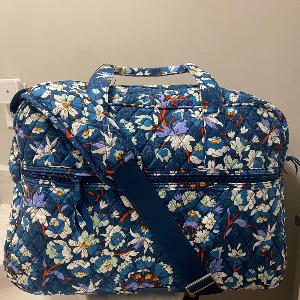 Vera Bradley Blue Floral Quilted Travel Bag
